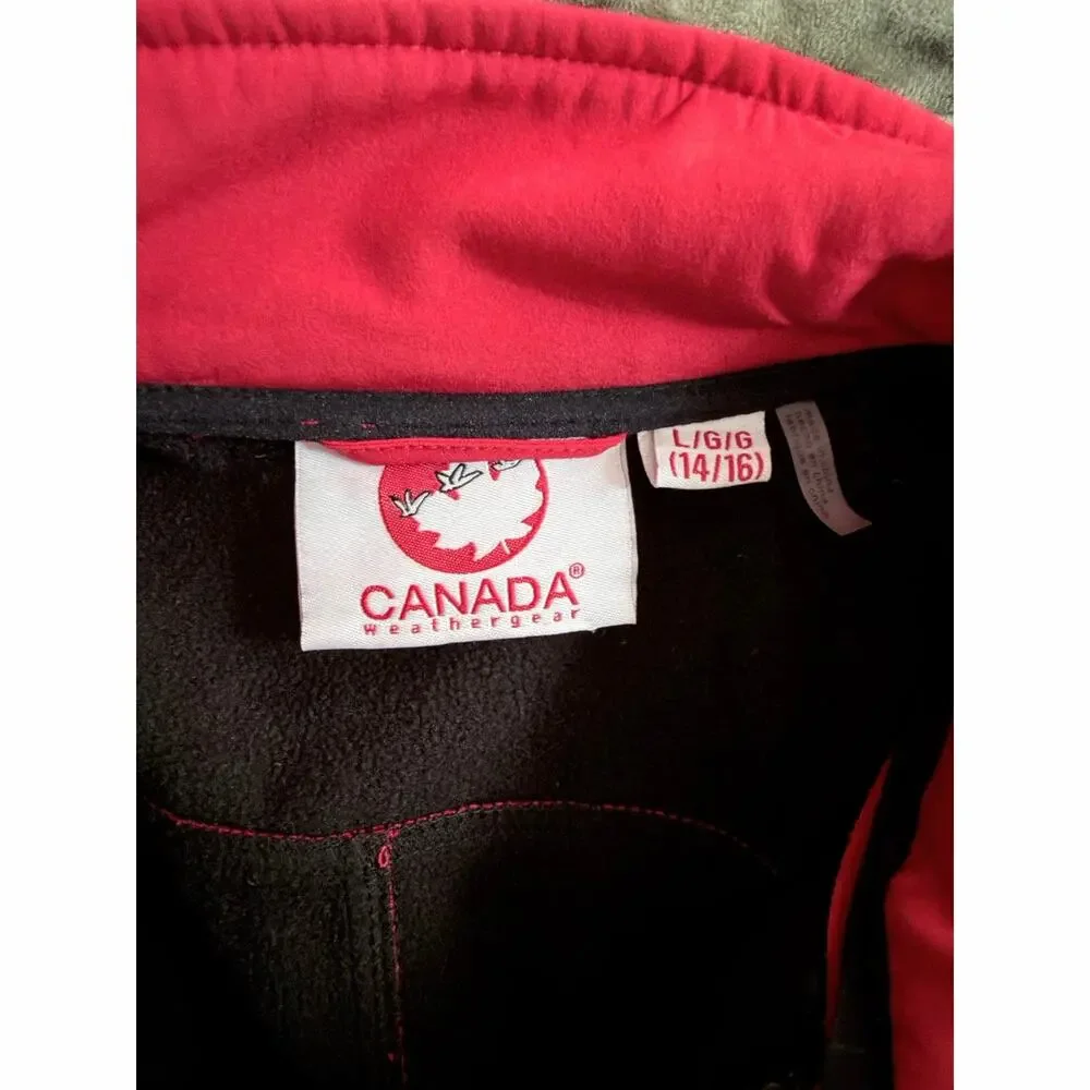 Canada Weather Gear Kids Red Softshell Jacket-Size L (14/16)